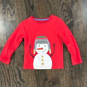 Mini Boden snowman christmas long sleeve shirt 2-3y